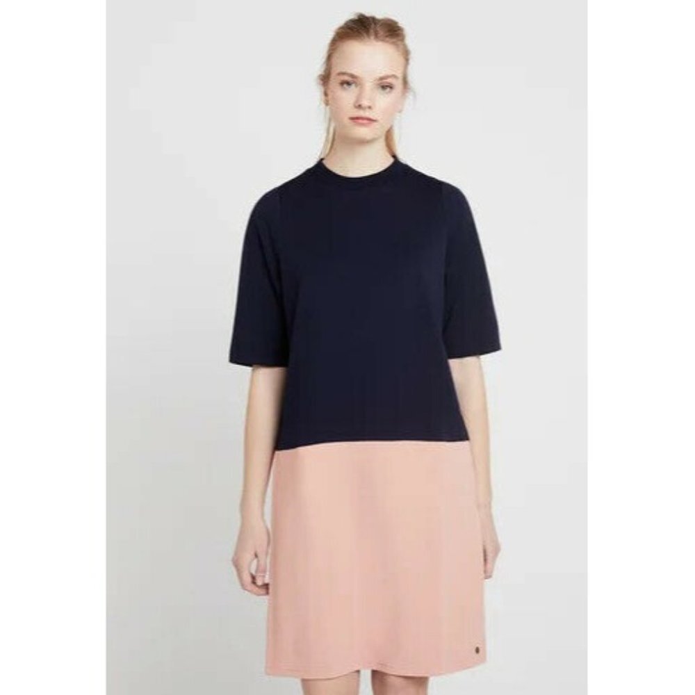 NWT NUMPH Navy Pink Colorblock Dress Relaxed Fit Size SMALL and LARGE